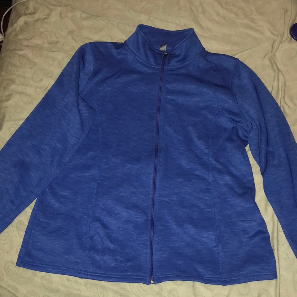 Blue Active high neck zipper sweater
